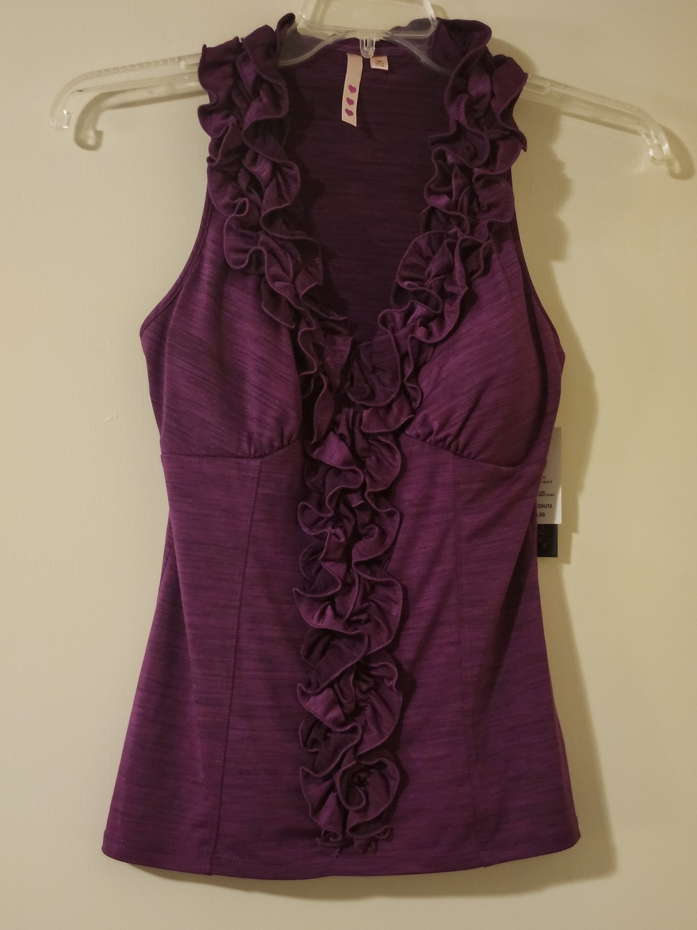 HeartSoul Y2K Romantic Magenta Ruffled V-Neck Sleeveless Pullover Women’s Top